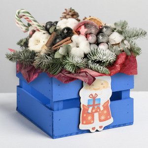 Деревянный ящик реечный «Дед Мороз», 13 ? 13 ? 9 см, с декором