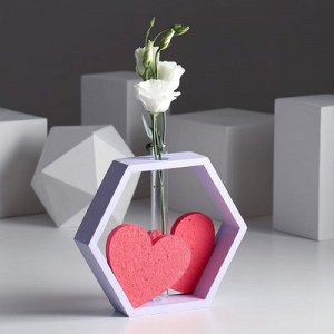 Рамка-ваза для цветов "2 сердца", цвет сиреневый, 22 х 4 х 22 см