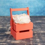 Кашпо флористическое из двух реек, складная деревянная ручка, персиковое, 11х12х9см