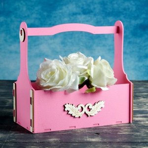 Декоративный ящик с ручкой, малый, без сборки, св. розовое, 23,5х12,5х23,5 см