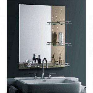 Зеркало в ванную комнату Ассоona A622, 800 х 600 мм, 3 полки, двухслойное