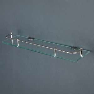 Полка для ванной комнаты, нерж.сталь, стекло 40х12х6 см
