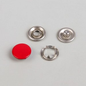 Кнопки рубашечные, закрытые, d = 9,5 мм, 100 шт, цвет красный
