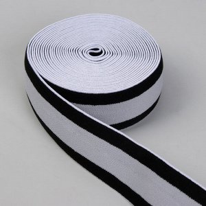 Резинка тканая «Полоска», мягкая, 35 мм, 4,5 ± 1 м, цвет чёрный/серый
