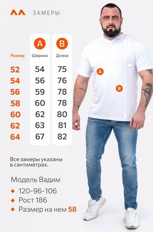 Мужская футболка больших размеров c V-вырезом Happyfox