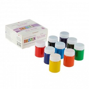 Краска по ткани (шелку), набор 9 цветов х 50 мл, ЗХК Decola, акриловая на водной основе, (4441449)
