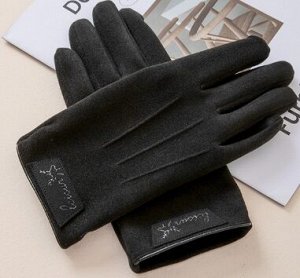 Перчатки мужские из немецкого бархата теплые, черный