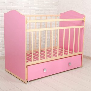 Кроватка детская "Морозко" маятник с ящиком, цвет розовый