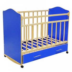 Кроватка детская "Морозко" колесо-качалка с ящиком КрЛя2- 02м, цвет синий