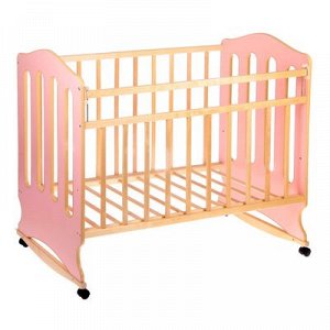 Кроватка детская "Чудо", колесо-качалка, цвет розовый