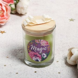 Свеча с деревянной крышкой "Magic", 7,2 х 9 х 7,2 см