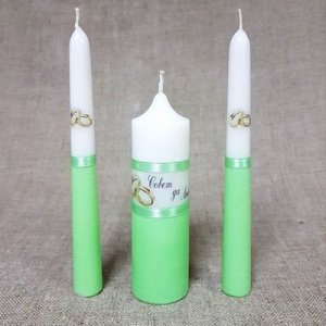 Набор свечей "Свадебный" мятный: Родительские свечи 1,8х17,5;Домашний очаг 4х13,5