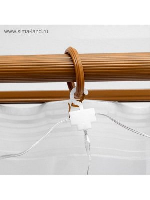Гирлянда «Занавес» 2.8 x 3 м роса на крючках, с пультом, IP20, серебристая нить, 300 LED, свечение тёплое белое, 8 режимов, USB
