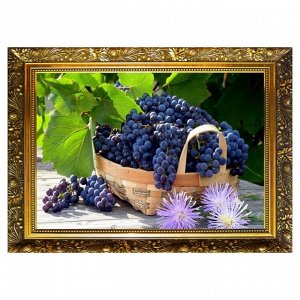 Алмазная мозаика "Корзинка винограда" 29,5-20,5 см, 25 цветов