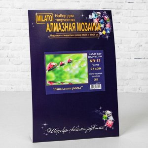 Алмазная мозаика "Капельки росы" 29,5-20,5 см, 25 цветов