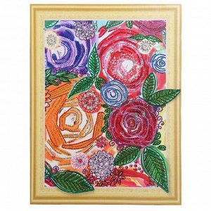 Алмазная картина с фигурными стразами «Винтажные цветы» 40-50см