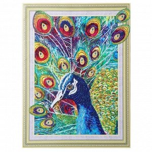 Алмазная картина с фигурными стразами «Волшебный павлин» 40-50см