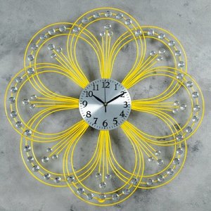 Часы настенные, серия: Ажур, Сияющий цветок, d=60 см, микс