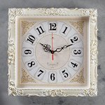 Часы настенные, серия: Классика, &quot;Барака&quot;, белое золото, 38х38 см