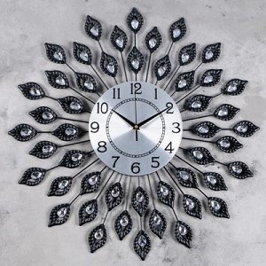 Часы настенные, серия: Ажур, Завитки с листочками, d=59 см