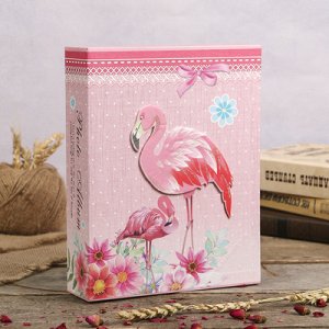 Фотоальбом на 200 фото 10х15 см "Фламинго в цветах" в коробке МИКС 26х20,5х5 см