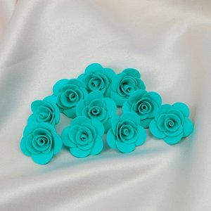 Набор цветов для декора "Роза", из фоамирана, D= 3 см, 10 шт, бирюзовый