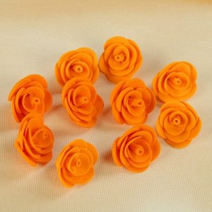 Набор цветов для декора "Роза", из фоамирана, D= 3 см, 10 шт, оранжевый