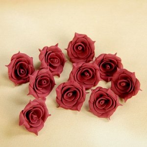 Набор цветов для декора "Роза", из фоамирана, D= 3 см, 10 шт, бордо