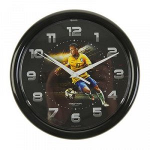 Часы настенные круглые Футболист, чёрный обод, 24х24 см