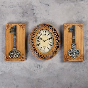 Часы настенные, серия: Интерьер, Ключ от города, 59х31 см, патина