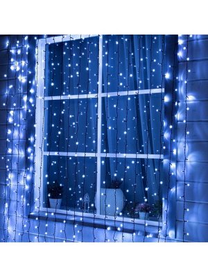 Гирлянда «Занавес» 2*9 м, IP44, УМС, тёмная нить, 1800 LED, свечение белое, 220 В