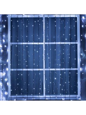 Гирлянда «Занавес» 2*6 м, IP44, УМС, тёмная нить, 1440 LED, свечение белое, мерцание, 220 В