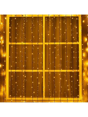 Гирлянда «Занавес» 2*6 м, IP44, УМС, тёмная нить, 1440 LED, свечение тёплое белое, 220 В