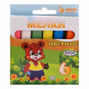 Мелки цветные "АЛГЕМ", в наборе 6 штук, квадратные