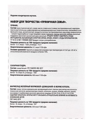 Набор подарочный новогодний для творчества «Пряничная семья», имбирно-медовые пряники, 900 г