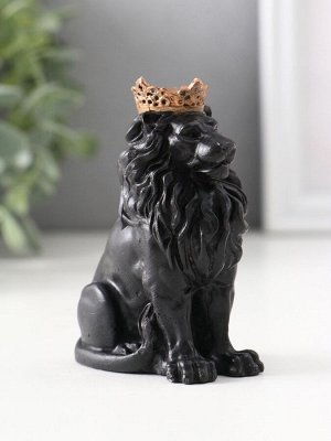 Фигурка гипс «Лев в короне», 9x4x6.5 см, чёрная