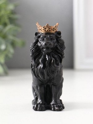 Фигурка гипс «Лев в короне», 9x4x6.5 см, чёрная