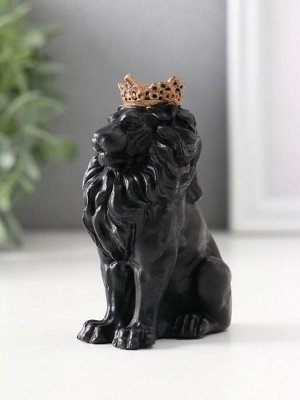 Фигурка гипс «Лев в короне», 9x4x6.5 см, чёрная