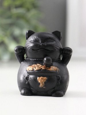 Фигурка гипс «Кот манэки-нэки», 5.5x5x5 см, чёрная