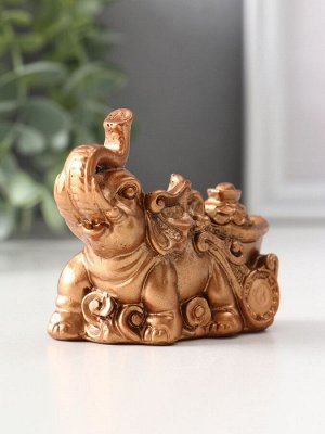 Фигурка гипс «Слоник с мешком денег», 6.5x4x8.5 см, бронза
