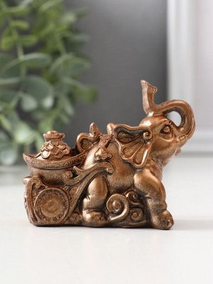 Фигурка гипс «Слоник с мешком денег», 6.5x4x8.5 см, бронза