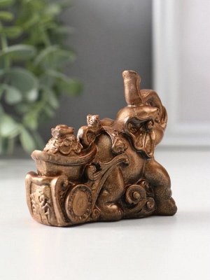Фигурка гипс «Слоник с мешком денег», 6.5x4x8.5 см, бронза