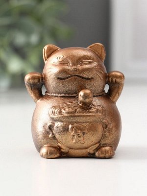 Фигурка гипс «Кот манэки-нэки», 5.5x5x5 см, бронза