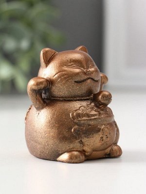 Фигурка гипс «Кот манэки-нэки», 5.5x5x5 см, бронза