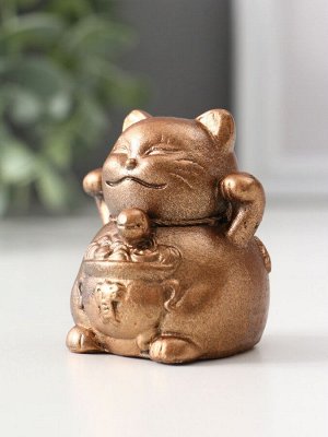 Фигурка гипс «Кот манэки-нэки», 5.5x5x5 см, бронза