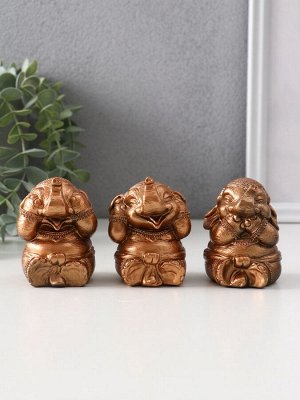 Набор фигурок «Слон ничего не вижу, не слышу, не говорю», 3 шт., бронза, 7 см