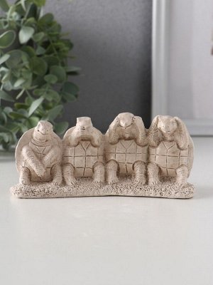 Фигурка гипс «Черепахи ничего не вижу, не слышу, не скажу, не делаю», 13x4.5x5.5 см, слоновая кость