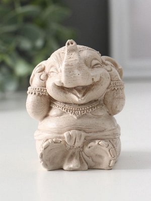 Фигурка гипс «Слон ничего не слышу», 7x5.5x6 см, слоновая кость