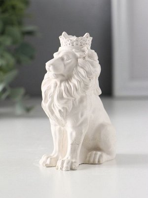 Фигурка гипс «Лев в короне», белый, 9x4x6.5 см