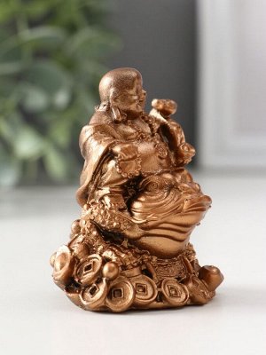 Фигурка гипс «Хотей на жабе», 7x5.5x5.5 см, бронза
